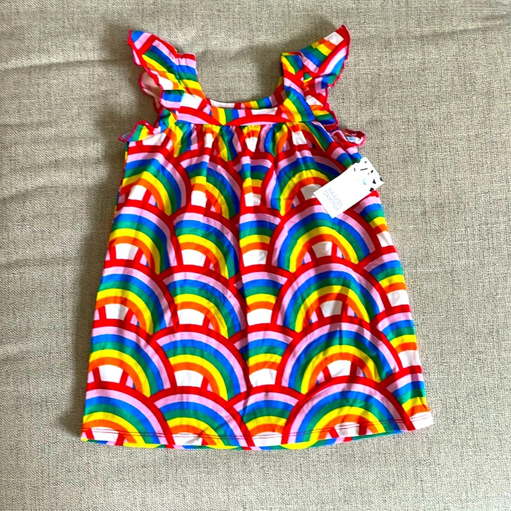 NEW Harper Canyon rainbow dress with flutter sleeves, size 24 months